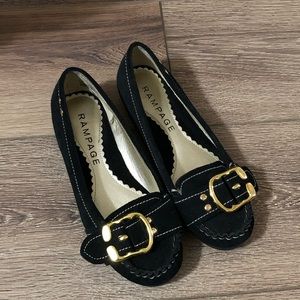Genuine black suede flats